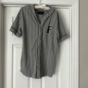 Empyre Chuck Gray & Black Pinstripe Baseball Jersey